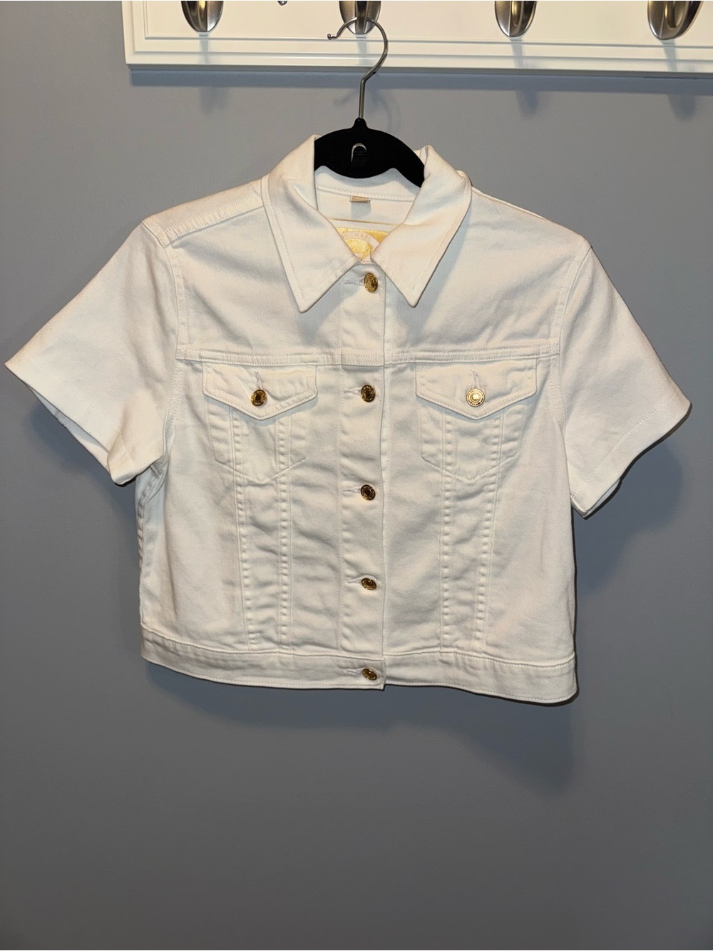 Michael Kors Cream Button-Front Denim Jacket - Picture 2 of 4